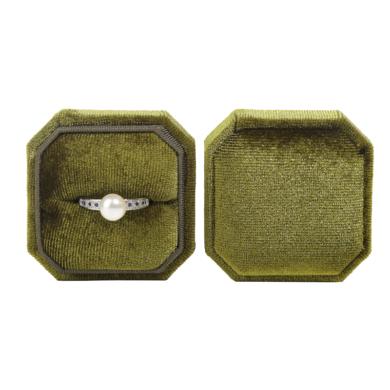 Manufacturer Custom Logo Jewelry Box Luxury Weeding Couple Ring Box Octagonal Shape Velvet Box With Logo