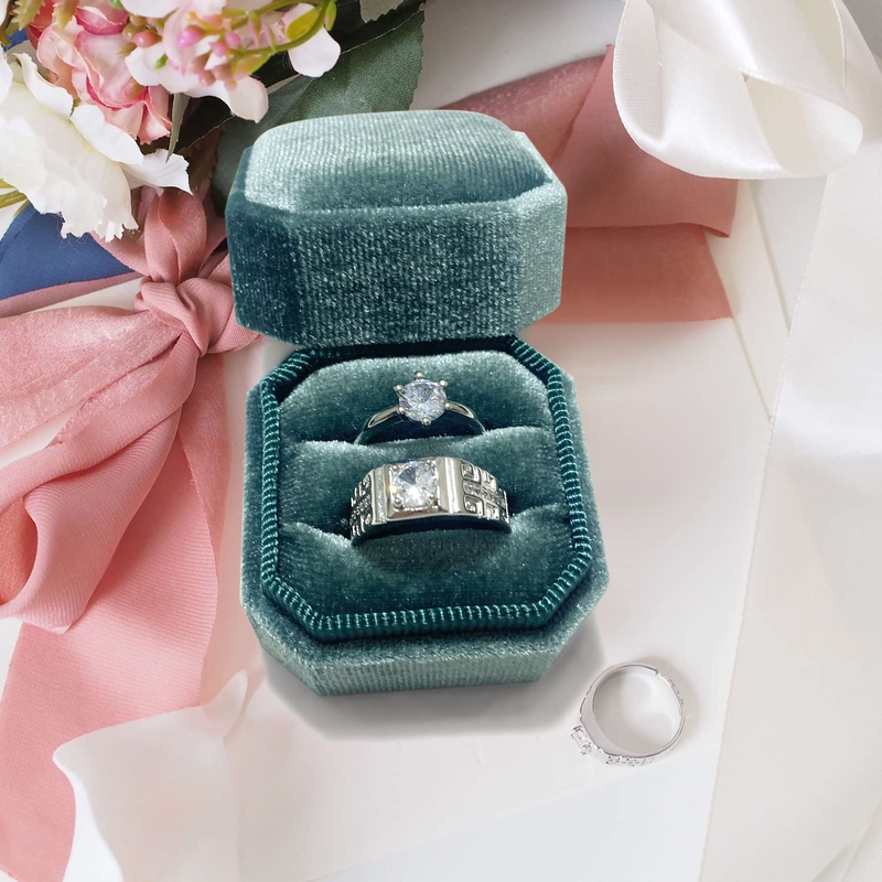 Custom Octagonal Velvet Ring Earrings Boxes Jewelry Packaging Box with Velvet Insert