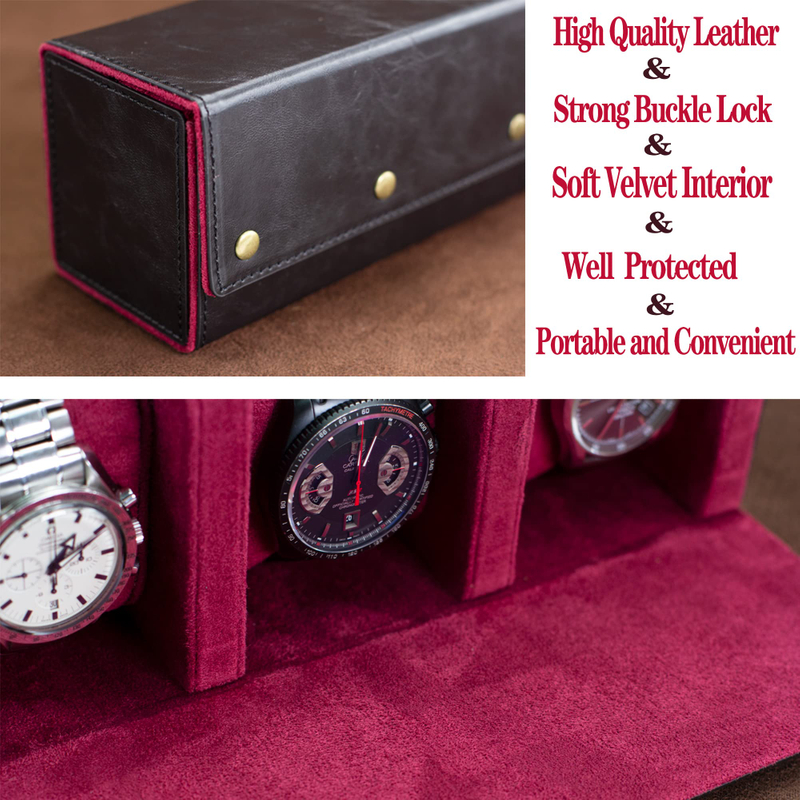 Custom Watch Roll Travel Case 3 Slots Luxury Leather Portable Storage Box Organizer for Watches