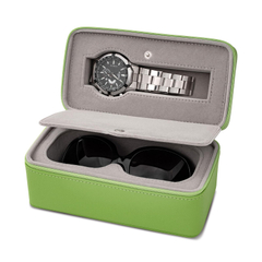 Zipper 2 Slot Personalized Luxury Portable Retail Storage Display Leather Travel Watch Jewelry Box