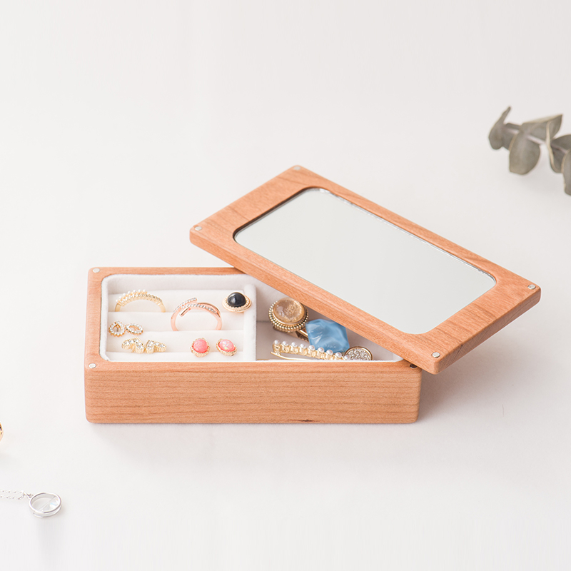 Exquisite Portable Mini Jewelry Storage Box Custom Beech Wood Black Walnut Jewelry Box Organizer for Travel