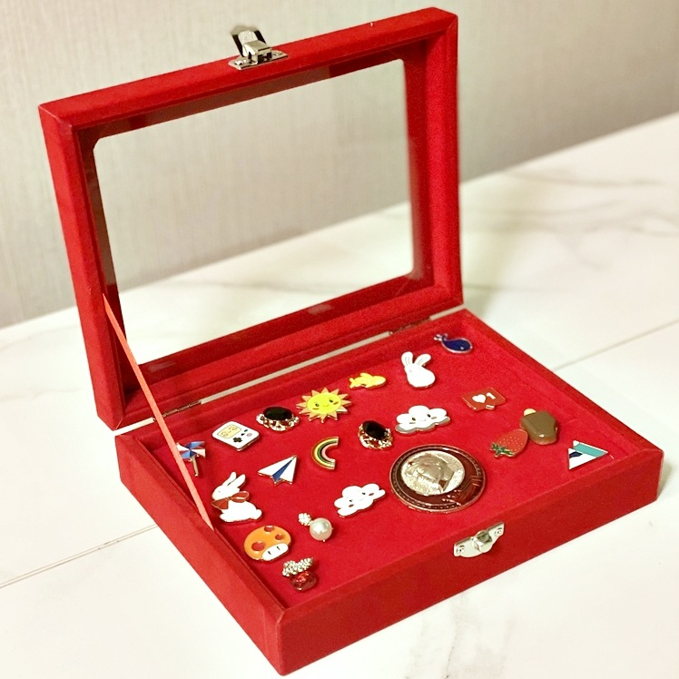 Custom Logo Transparent Window Velvet Ring Earring Necklace Medal Display Storage Jewelry Box