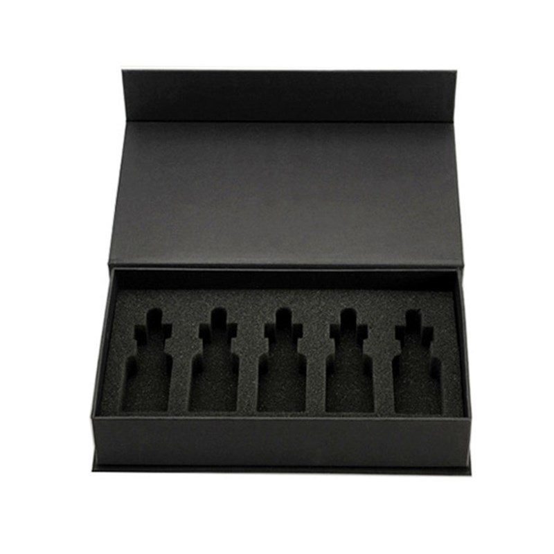 Wholesale Custom Eco Friendly Cardboard Rigid Black Paper Gift Boxes With Foam Insert For Glass Oil Cosmetic Packing Box