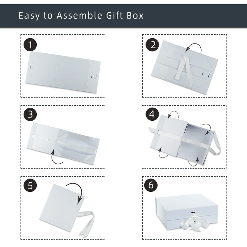 White Design Customized Size Elegant With Ribbon Rigid Packing Magnet Paper Box
