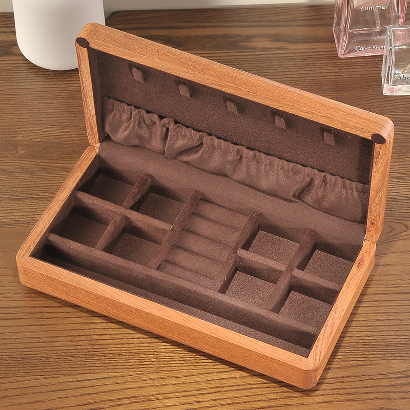 New Arrival Rings Earrings Necklaces Display Case Solid Wooden Jewelry Organizer Box for Women with Lid Vintage