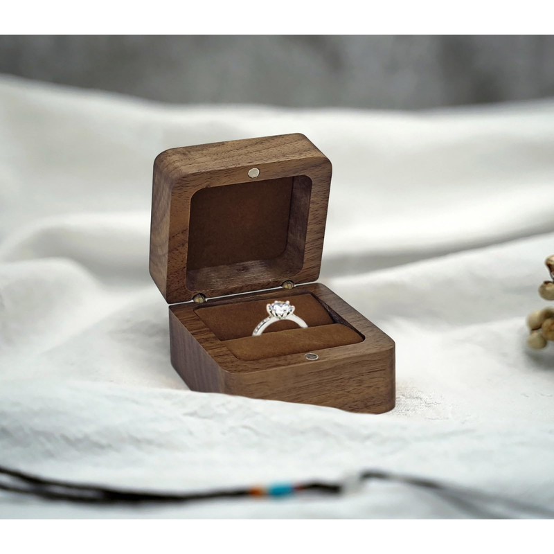 Storage Wooden Box for Engagement Rings Promise Rings & Wedding Bands Proposal Ring Box