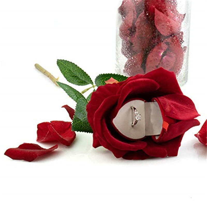 Unique Red Rose Shaped Wedding Ring Jewelry Display Packaging Gift Boxes for Necklace Earrings Ring Bracelets