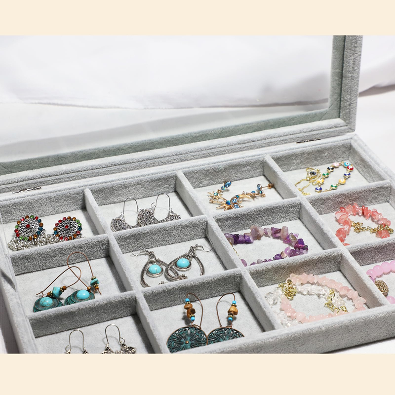 Jewelry Tray Organizer Show Ring Holder Showcase Ring Display Organizer Box With Transparent Lid