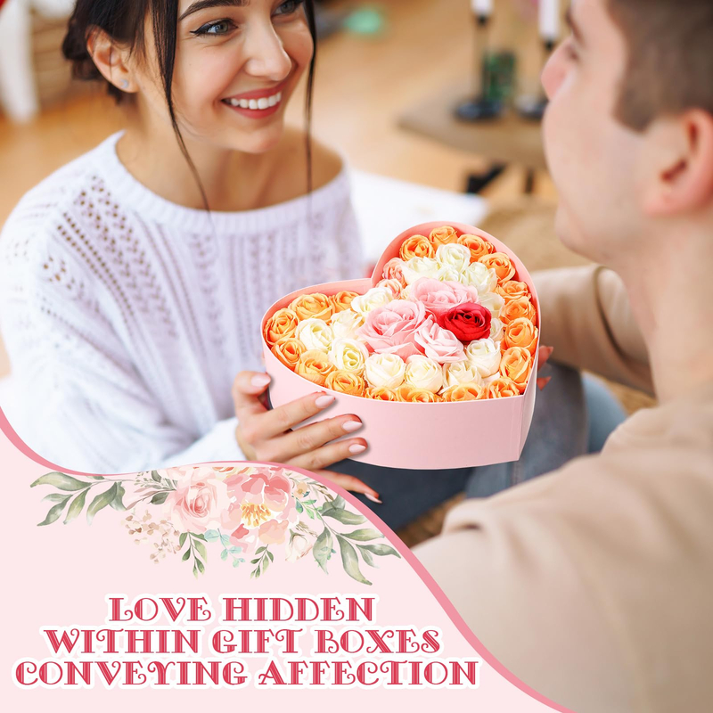 Valentine's Day Girls Mother Christmas Gift Double Open Heart Flower Box Peach Heart Gift Box