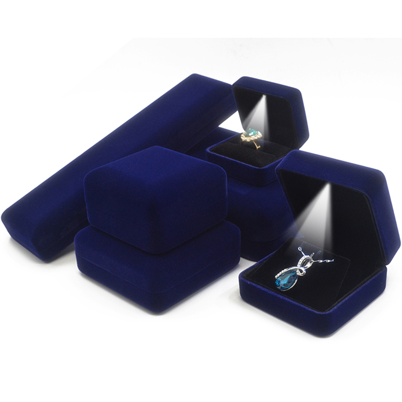Custom Logo Colors Jewellery Necklace Ring Led Boxes Direct Supply Velvet Gift Jewelry Packaging Boxes With Led Light