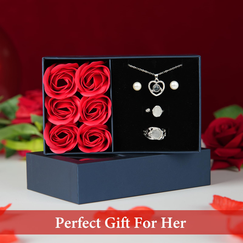 Wholesale Roses Eternal Flowers Jewelry Set Gift Box Set Valentine's Day Christmas Accessories Customization