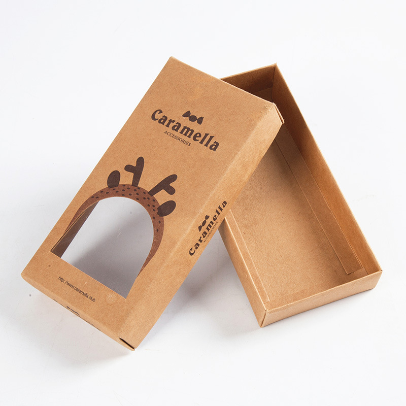 Custom Design Eco-Friendly Recyclable Kraft Paper Baby Socks Gift Packaging Box with Window