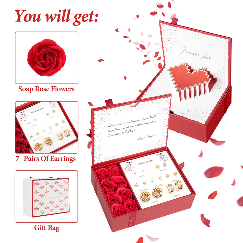 Wholesale Preserved Rose Flower Gifts Box Jewelry Ring Necklace 9 Immortal Forever Eternal Roses Box Valentine's Day Gift