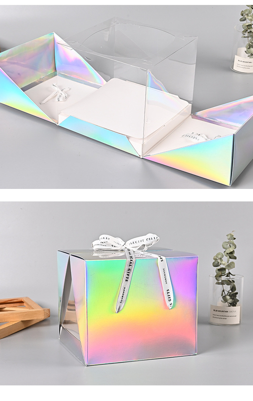 Golden Transparent Portable Cake Box Customized 4/6/8 Inch with Window Bakery Box Birthday for Party Wedding