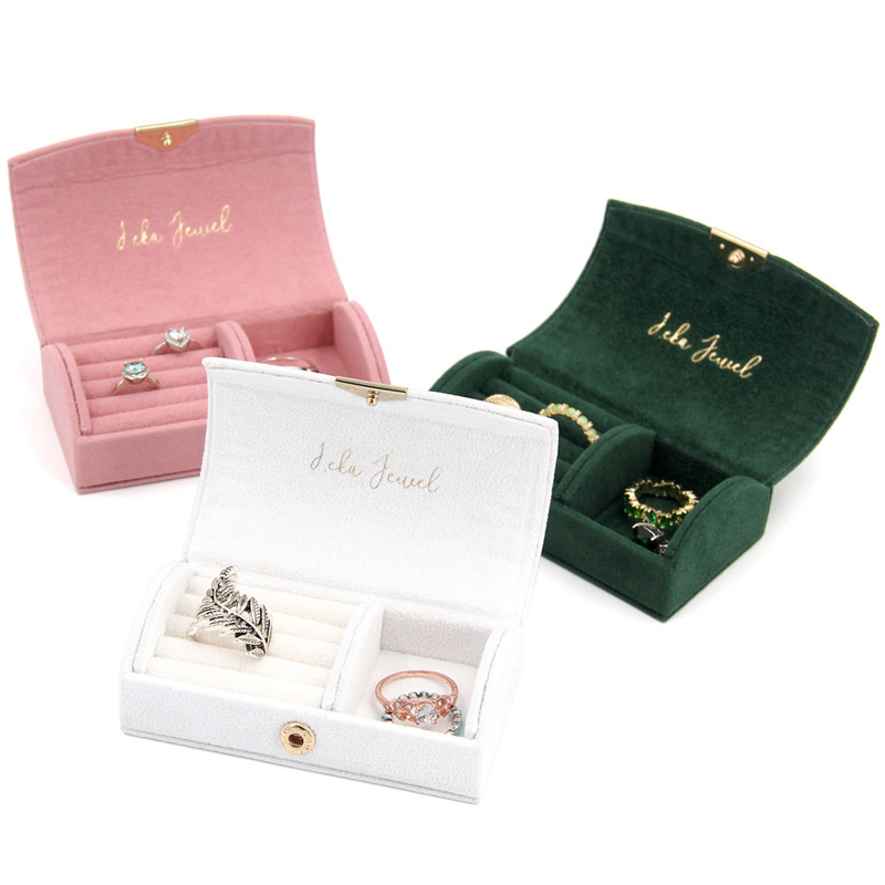Small Portable Travel Jewelry Organizer Cases Velvet Jewelry Box For Rings Earrings Necklace Flip Lid Travel Jewelry Storage Box