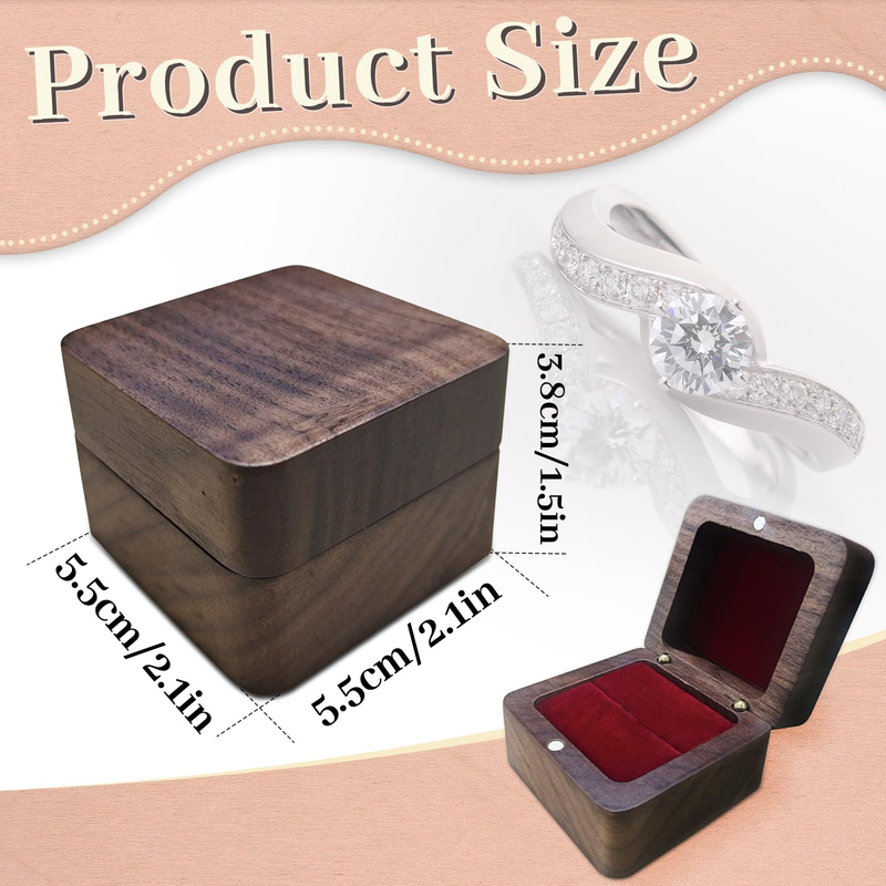 Small Wedding Proposal Ring Box Engagement Ring Holder Gift Handmade Wooden Rustic Lacquered Ring Storage Box For Wedding Day