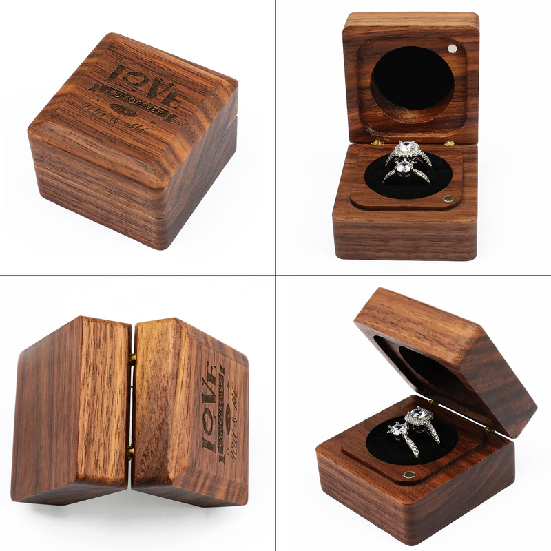 Solid Wood Square Jewelry Box Retro Wooden Necklace Earrings Ring Exquisite Portable Packaging Storage Box