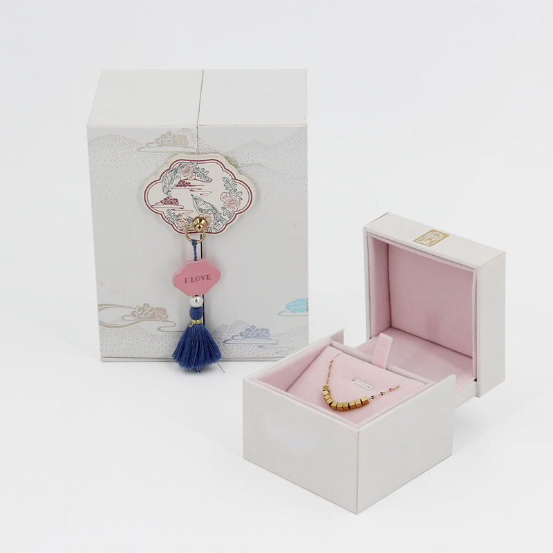 Luxury Double Open Door Paper Cardboard Pendant Necklace Gift Packaging Box with Tassels for Magnetic Jewelry Gift Box