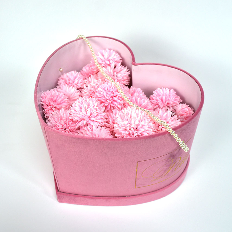 Wholesale Heart Shape Velvet Wedding Flower Gift Box Suede Ribbon Bouquet Flower Packaging Boxes for Valentine's Day