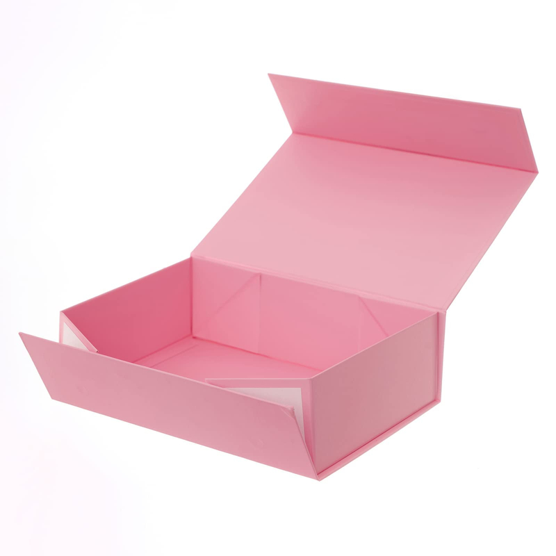 High-end Customized Pink Color Rigid Magnetic Book Shape Cardboard Gift Foldable Box For Gift Cosmetic Packaging With Logo