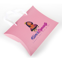 Custom Logo Cardboard Paper Hair Bundle Wig Packaging Pillow Boxes With Ribbon