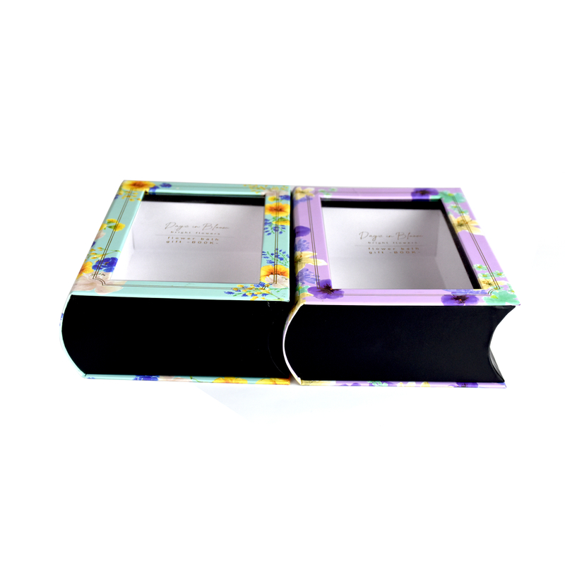 New Arrival Paper Book Shaped Magnetic Closure Cardboard Gift Box Cosmetic Gift Packaging Box with Clear PVC Window