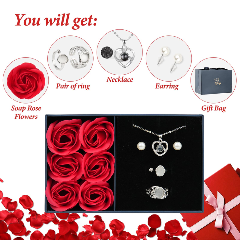 Wholesale Roses Eternal Flowers Jewelry Set Gift Box Set Valentine's Day Christmas Accessories Customization