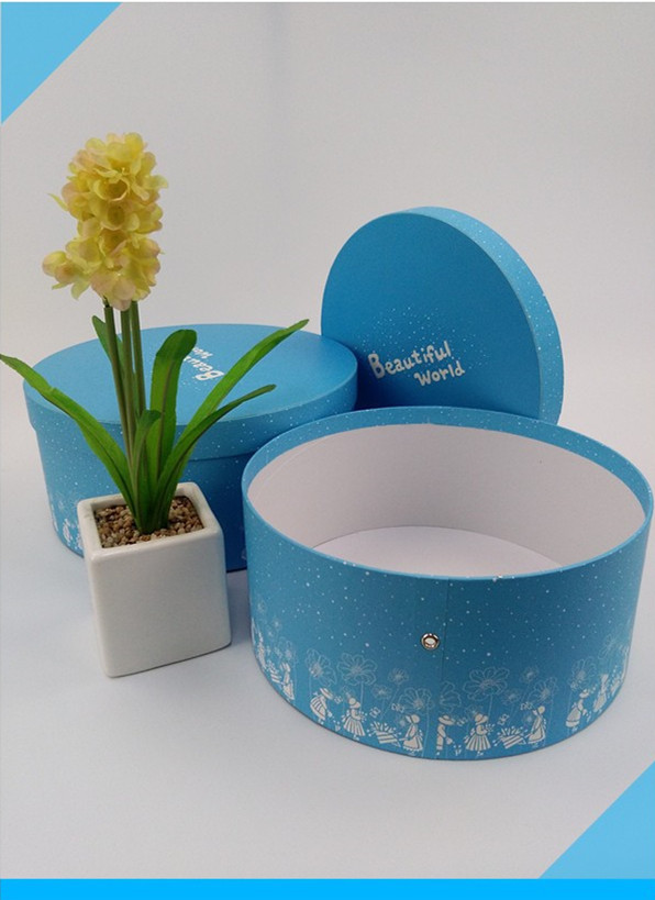 Blue color flower box round flower box hat cardboard gift packaging box china supplier in EECA