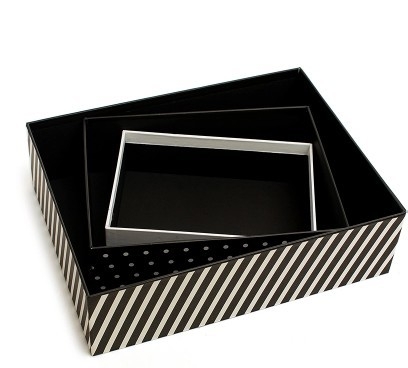 Pretty stripe rectangle gift box Handmade Custom Made Gift Packaging Paper Boxes black and white dots and stripes box