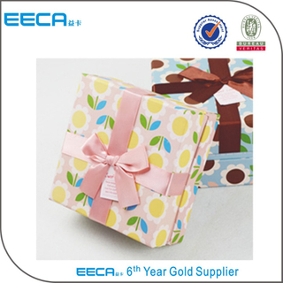 New Colored Square Cardboard Gift Box with Lid And Box with Ribbon