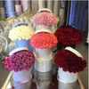 EECA Flower Box Hot Sale High Quality Glossy /Round Flower Box/Matte Laminated Printing Flower Hat Box with Lid And Silk Ribbon in China