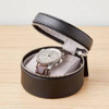 Custom Fashion Pu leather round watches boxes for men/women in EECA