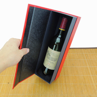 Luxury Handmade Custom Single Cardboard Magnet Red/Black Wine Packaging Box With Ribbon good box wine/wine crate