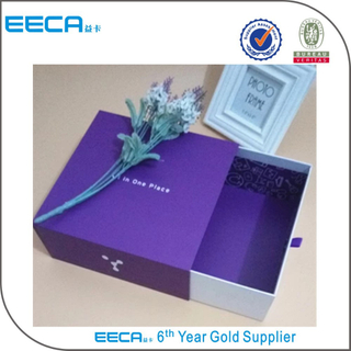 Luxury gift paper drawer gift box/garment packaging paper box purple box/perfume paper boxes in china