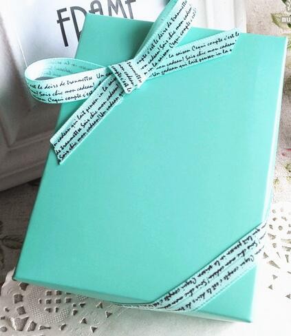 Blue Color Square Gift Box Custom Printed Made Cardboard Jewelry Box with Ribbon/perfume Paper Boxes