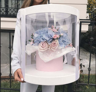 Wholesale Large Clear Plastic Preserved Bouquet Round Gift Paper Cardboard Packaging Luxury Flower Box