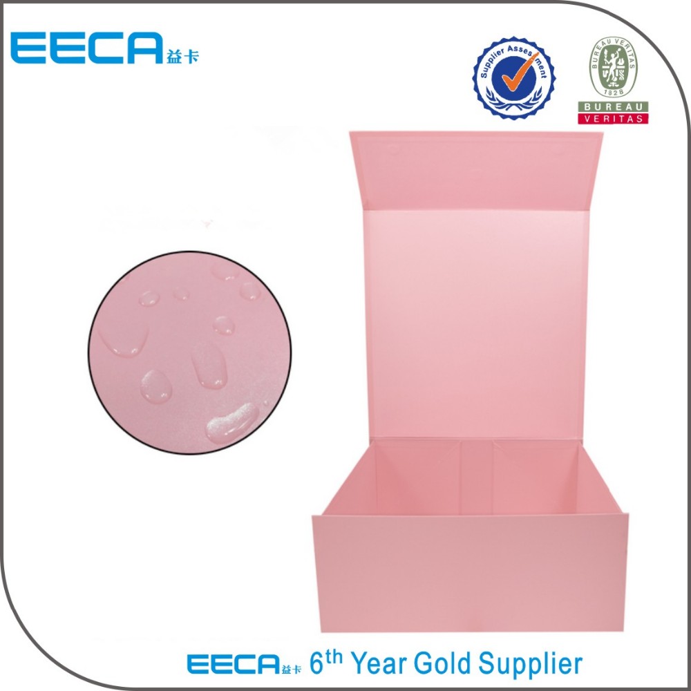 Waterproof foldable gift box with ribbon/Rectangular gift box/pink blue folding box