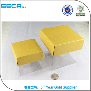 Pretty yellow PVC box/paper watch box with clear window/Square gift box in Dongguan China