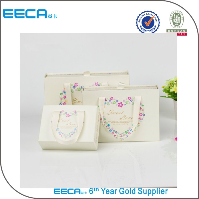 Fashion drawer gift box packaging handle box/Sweet drawer box with ribbon wholesale in EECA China