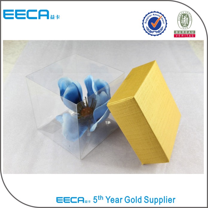 Pretty yellow PVC box/paper watch box with clear window/Square gift box in Dongguan China