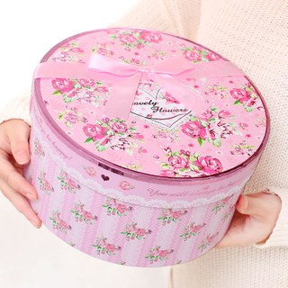 Pink Christmas cardboard round gift box/flower box waterproof hot sale in EECA Packaging China