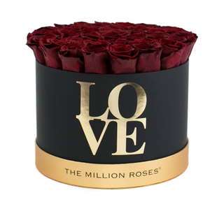 Custom new design round printing "love" flower box,rounded rose box with lid