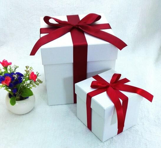Square Gift Box Custom Logo White Custom with Butterfly Ribbon Gift Packaging Box