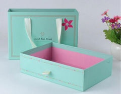 Sliding drawer storage box gift packaging/fresh green drawer box packaging/Handmade drawer box ribbon in China professional manufacturer