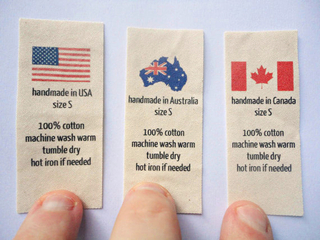 Oeko-Tex custom printed fabric labels in 100% cotton machine wash twill ribbon