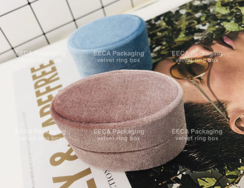 Custom luxury velvet double oval ring box jewelry,engagement ring box,suede ring box wholesale