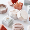 Custom Creative Mini Pink Velvet Wedding Ring Earring Packaging Jewelry Gift Proposal Packaging Box