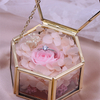 Creative INS Style Transparent Glass Hexagon Wedding Exchange Ceremony Eternal Flower Ring Display Box