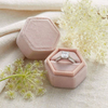 Custom Logo Luxury Wedding Vintage Velvet Ring Box Pink Oval Hexagon Square Velvet Jewelry Box Packaging Velvet Jewelry Box