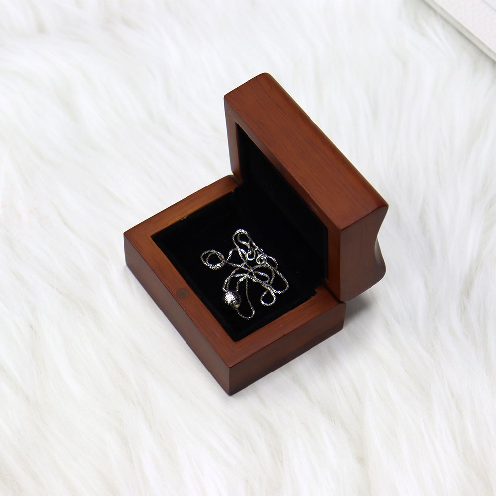 Custom Logo Small Foldable Lid Magnetic Closure Jewelry Walnut Wood Ring Pendant And Earring Combination Packaging Box